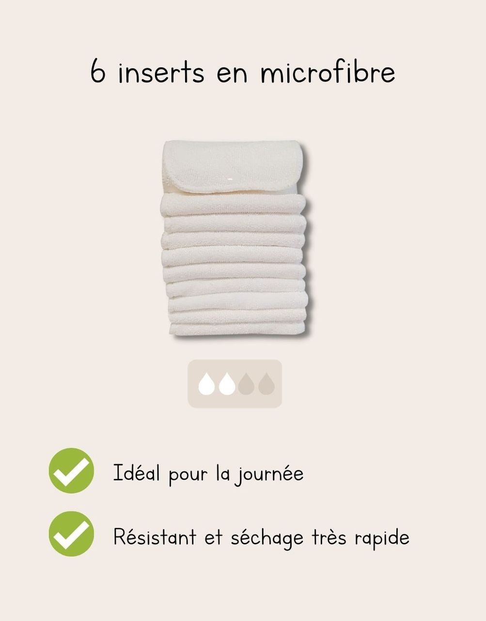 Couche Lavable Bebe 0 a 3 ans - Pack 6 Couches Lavables en Tissu te2 + 6 Inserts en Bambou