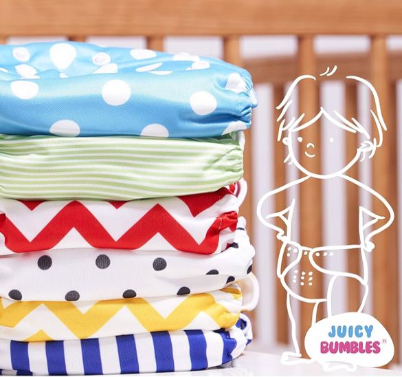 Couche Lavable Bebe 0 a 3 ans - Pack 6 Couches Lavables en Tissu te2 + 6 Inserts en Bambou