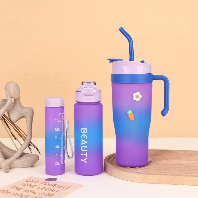 Kit 3 KETIEE Bouteille d'eau de sport avec paille 1200 Millilitres