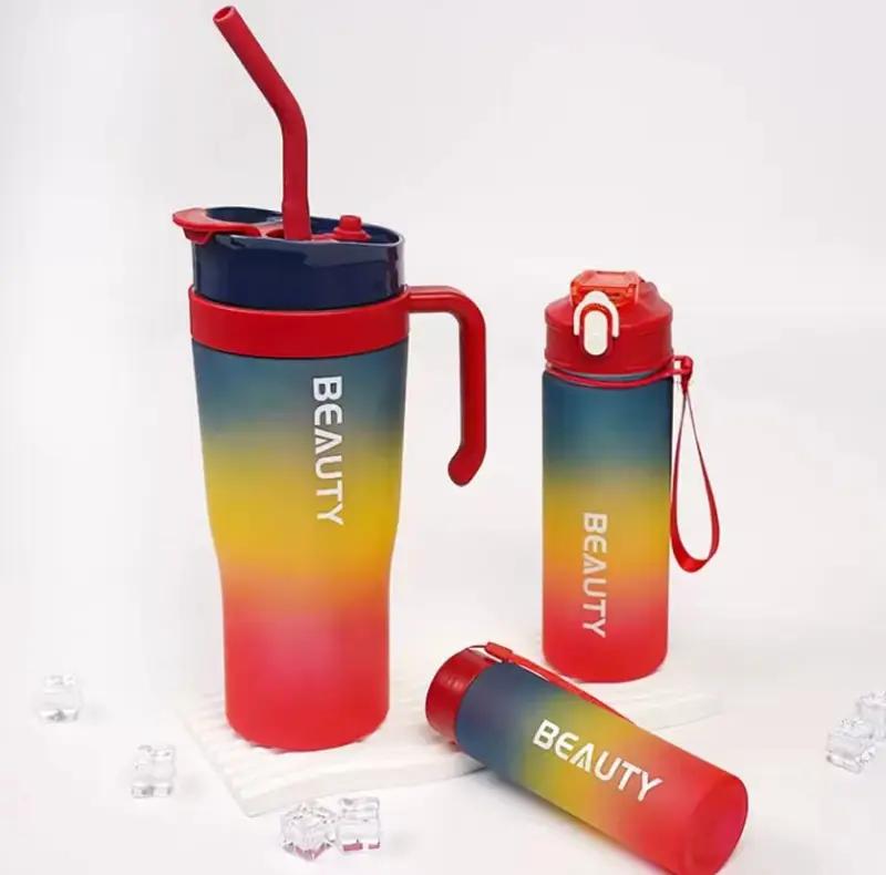 Kit 3 KETIEE Bouteille d'eau de sport avec paille 1200 Millilitres
