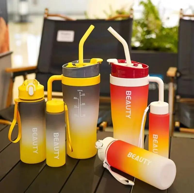 Kit 3 KETIEE Bouteille d'eau de sport avec paille 1200 Millilitres